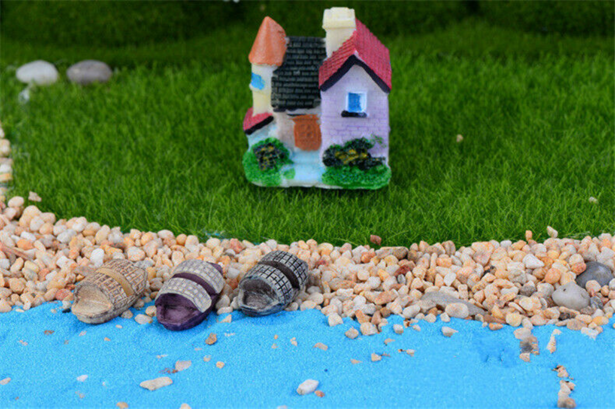 Mini 4pcs Garden Deco Creative Handicrafts Umbrella Boats Decoration Supplies