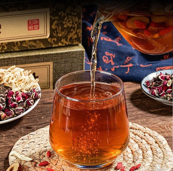 Rose Longan Red Date Goji Ginger Black Sugar Herbal Tea Blend 20 Bags