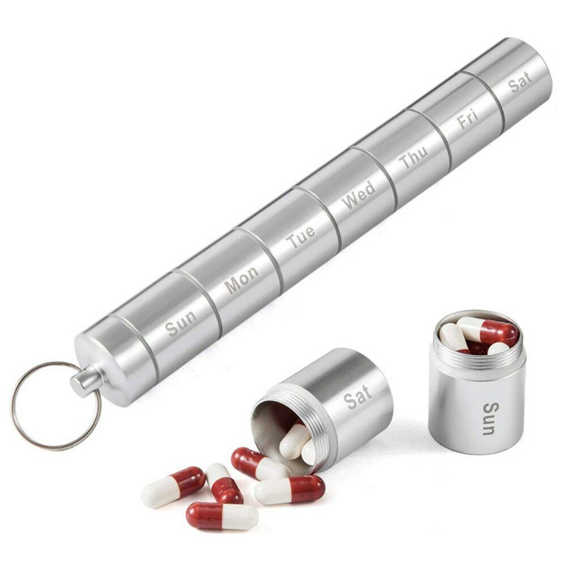 Waterproof Metal Pill Box Daily Medicine Container Keychain Pill Storage Holder