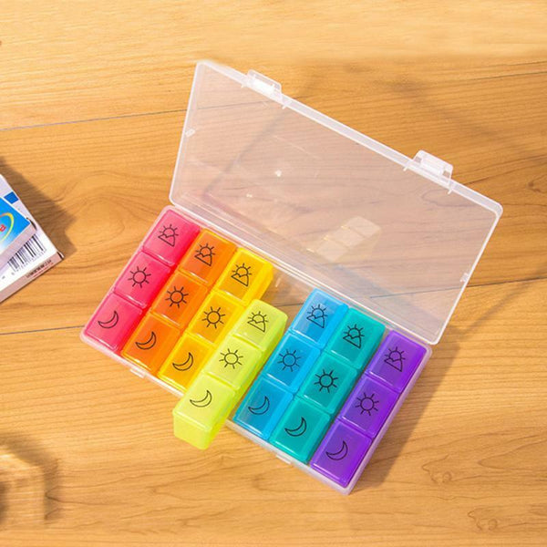Medicine Cases 1Pc 7 Days 21 Grids Handy Seven Colors Travel Kit Classification
