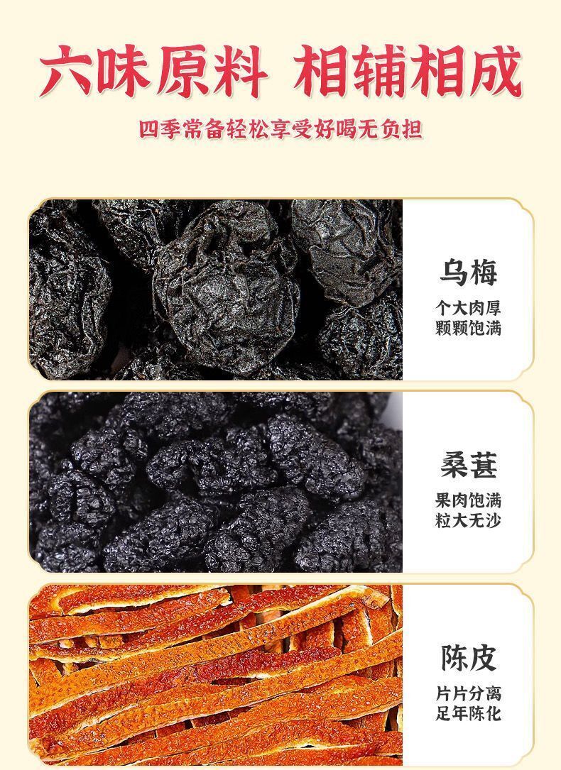 Plum Mulberry Hawthorn Chenpi Rosehip Lotus Leaf Tea