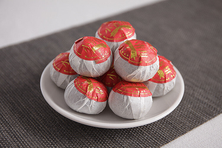 Yunnan Puerh Tea Xinhui Xiaoqingkang Palace Puerh Ripe Tea 250g Bamboo Basket