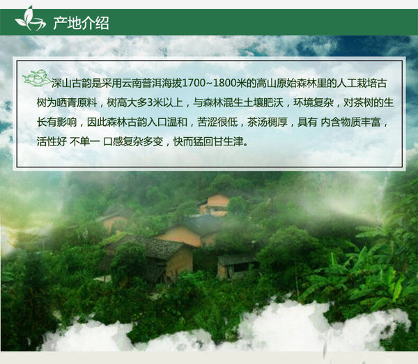 Deep Mountain Ancient Rhyme 100g Pu'er Raw Tea Qizibing Jishunhao Raw Tea