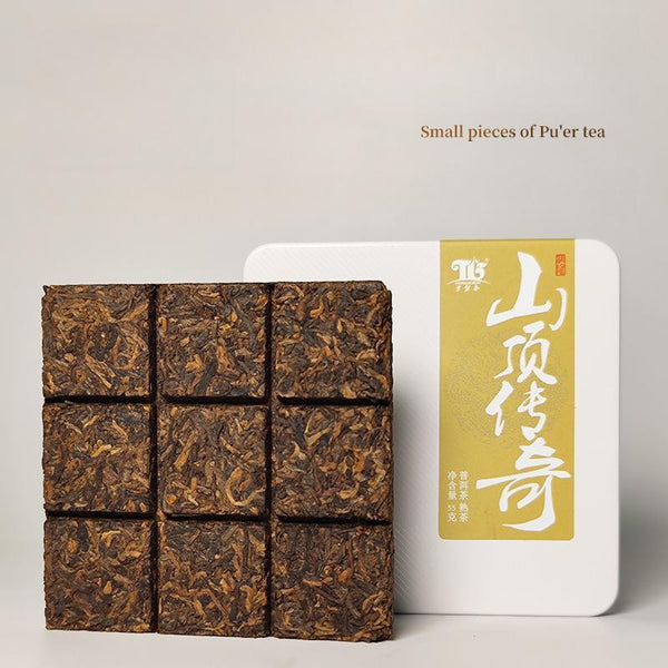 55g Mountain Legend Pu-erh Tea Ancient Tree Ripe Brick Yunnan Sandalwood