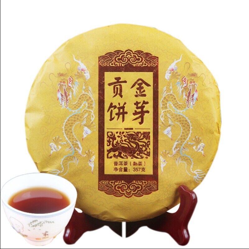 Yunnan Ripe Puerh Tea Xishuangbanna Spring Royal Tribute Gold Cake 357g/12.59oz