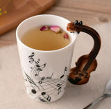 Music Violin Guitar Ceramic Drinkware Mug Coffee Tea Milk Stave Cups with Handle