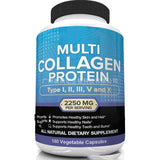 Multi Collagen Pills 2250mg 180 Capsules Anti-Aging Healthy Joints Hair Skin