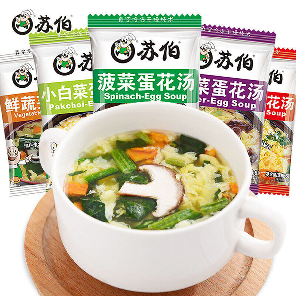 10 Packs Subo Instant Soup Egg Drop Soup Vegetable Soup Ready To Drink 苏伯速食汤蛋花汤