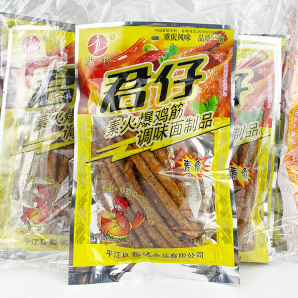 Junzai Vegetarian Hot Chicken Tendon Spicy Strips Snacks 50 Bags君仔素火爆鸡筋辣条50包麻辣零食
