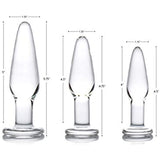 3 Piece Glass Butt Plug Set Anal Training Kit with 3 Sizes of Clear Anal Plugs