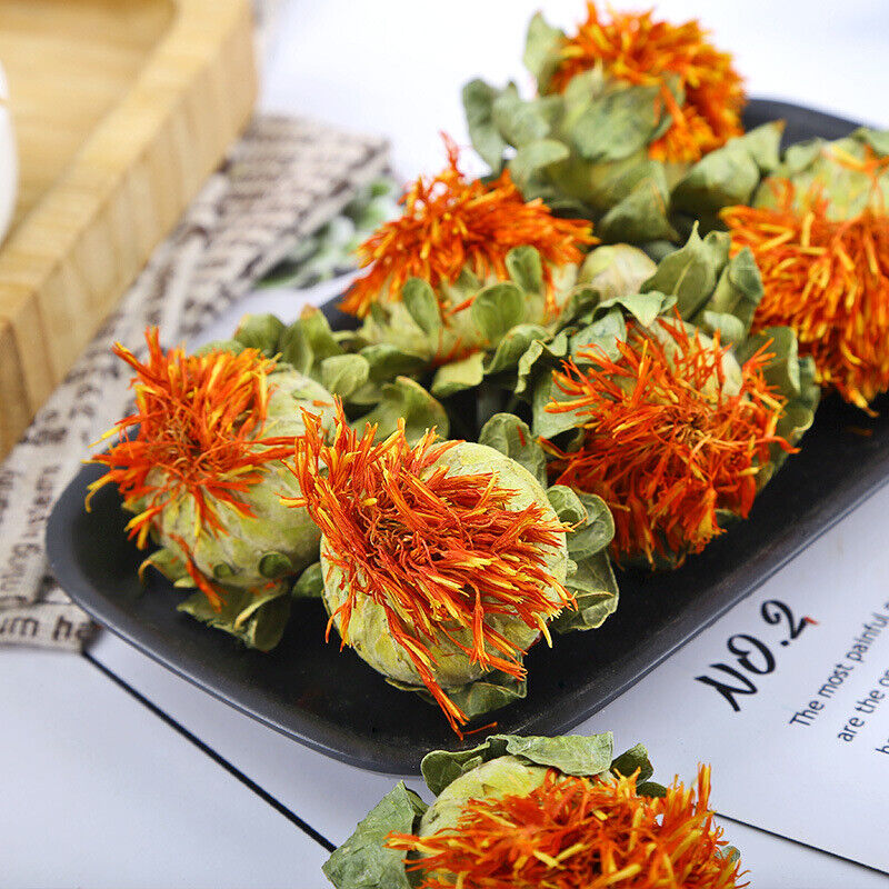 Straw Saffron Heads Straw Saffron Orange Pineapple Dried Flowers 500g