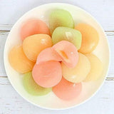 Japanese Daifuku Mochi Rice Cakes with Strawberry and Mango Sweet Dessert Snack