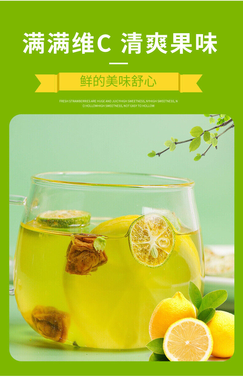 Summer Cold Brew Plum Green Orange Lemon Tea with Freeze Dried Fruits