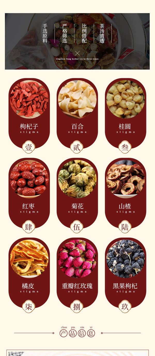 Goji Berry, Lily, Jujube, and Rose Tea Bags - Triangular Tea Bags for Wellness