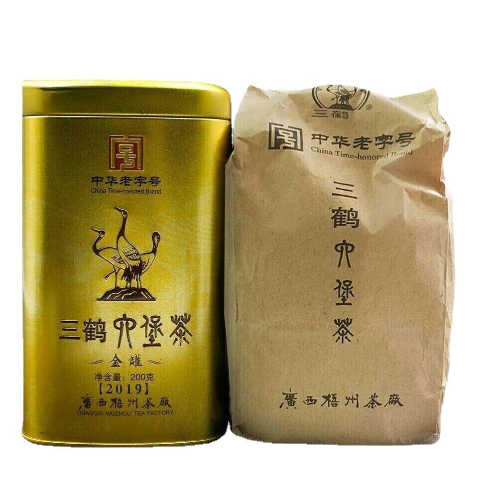 200g Three Cranes Loose Dark Tea Guangxi Liubao Box Tea Hei Cha Golden Jar Main image