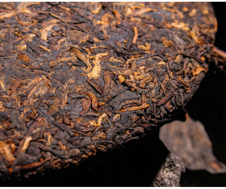 357g Yunnan Pu'er Ripe Tea Cake Menghai Ancient Golden Bud Ripe Tea Cake Ripe Pu