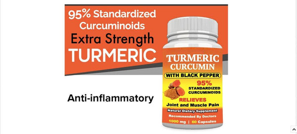 Turmeric With 95% Curcumin Joint and Muscle Pain Relief With Black Pepper