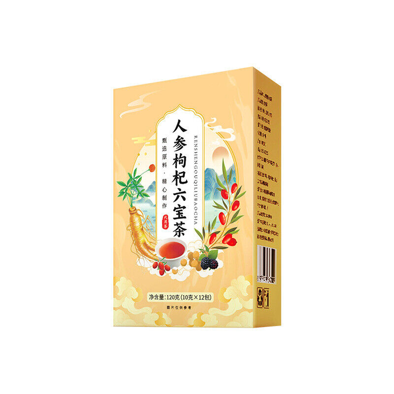 Ginseng Goji Six Treasures Tea Mulberry Longan Herbal Tea for Energy & Wellness
