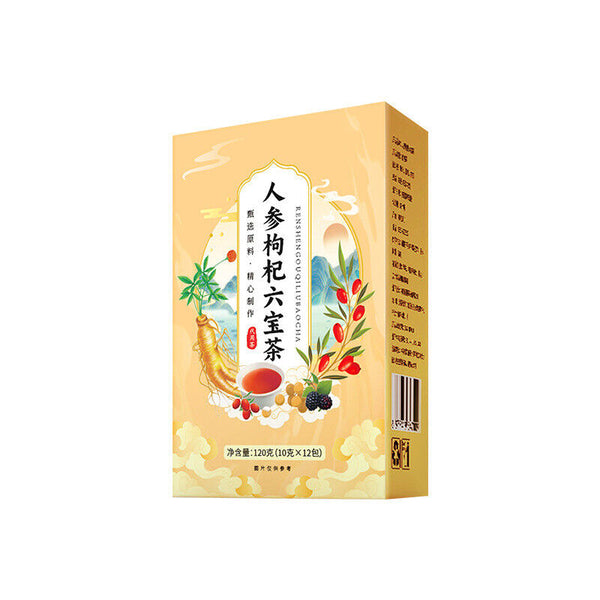 Ginseng Goji Six Treasures Tea Mulberry Longan Herbal Tea for Energy & Wellness