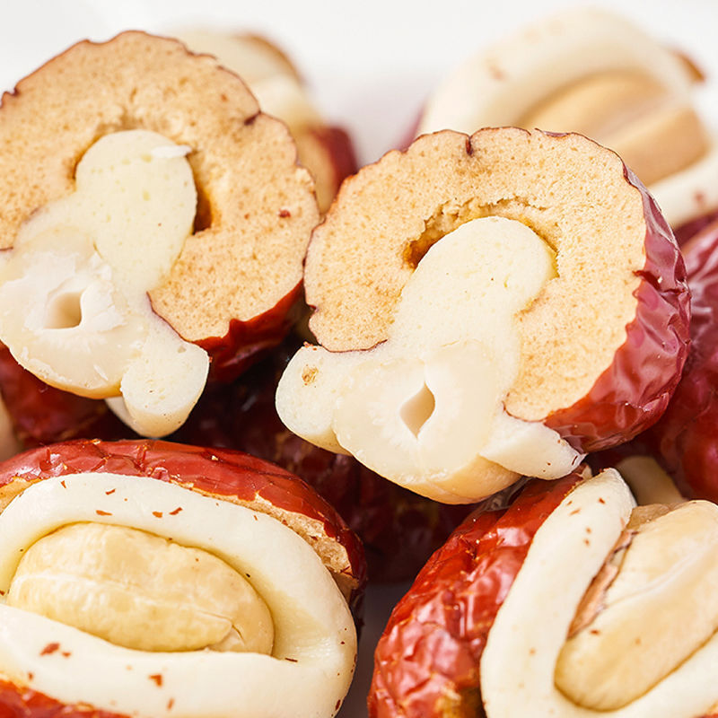 Dates with cashew milk dates Red dates with cheese and nuts