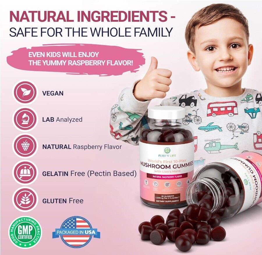 Brain Booster Focus Memory Improvement Mushroom gummies 60 Capsules