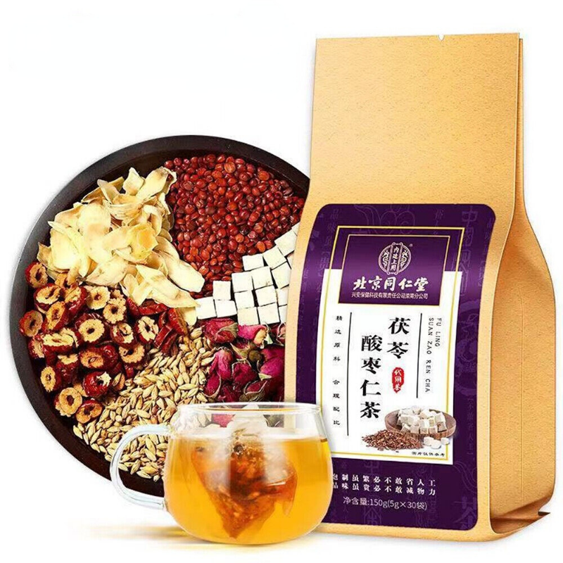 北京同仁堂Poria Jujube Seed Tea Promote Sleep insomnia 300g 茯苓酸枣仁玫瑰大枣百合栀子桑葚大麦助眠安神失眠多梦 Main image