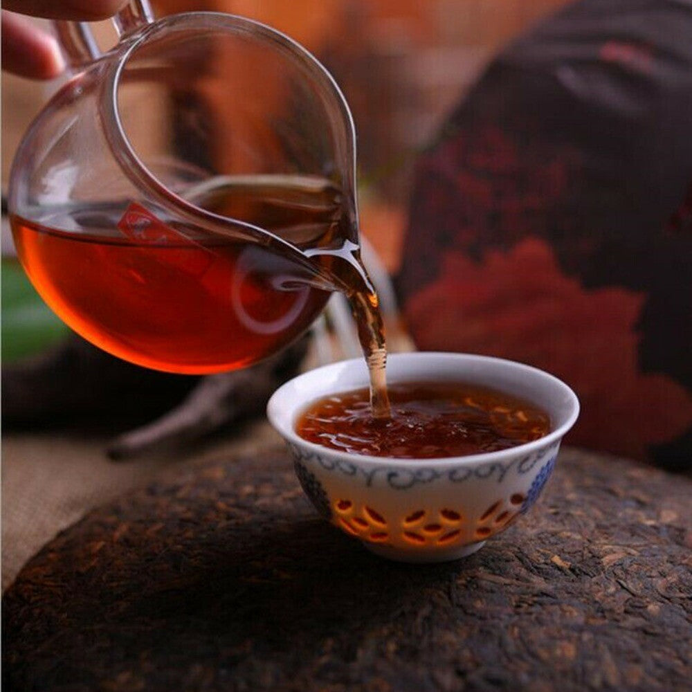 Yunnan Jin Bingdao Ripe Puer Tea Cake Old Tree Cooked Black Premium Aged