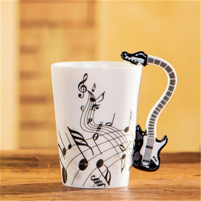 Music Violin Guitar Ceramic Drinkware Mug Coffee Tea Milk Stave Cups with Handle