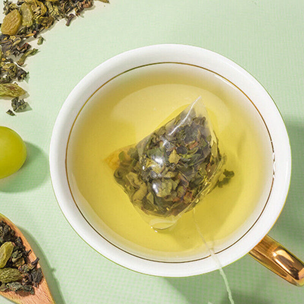 Green Grape Oolong Tea: Raisins Infusion, Natural Fruit Flavor Pyramid Bags