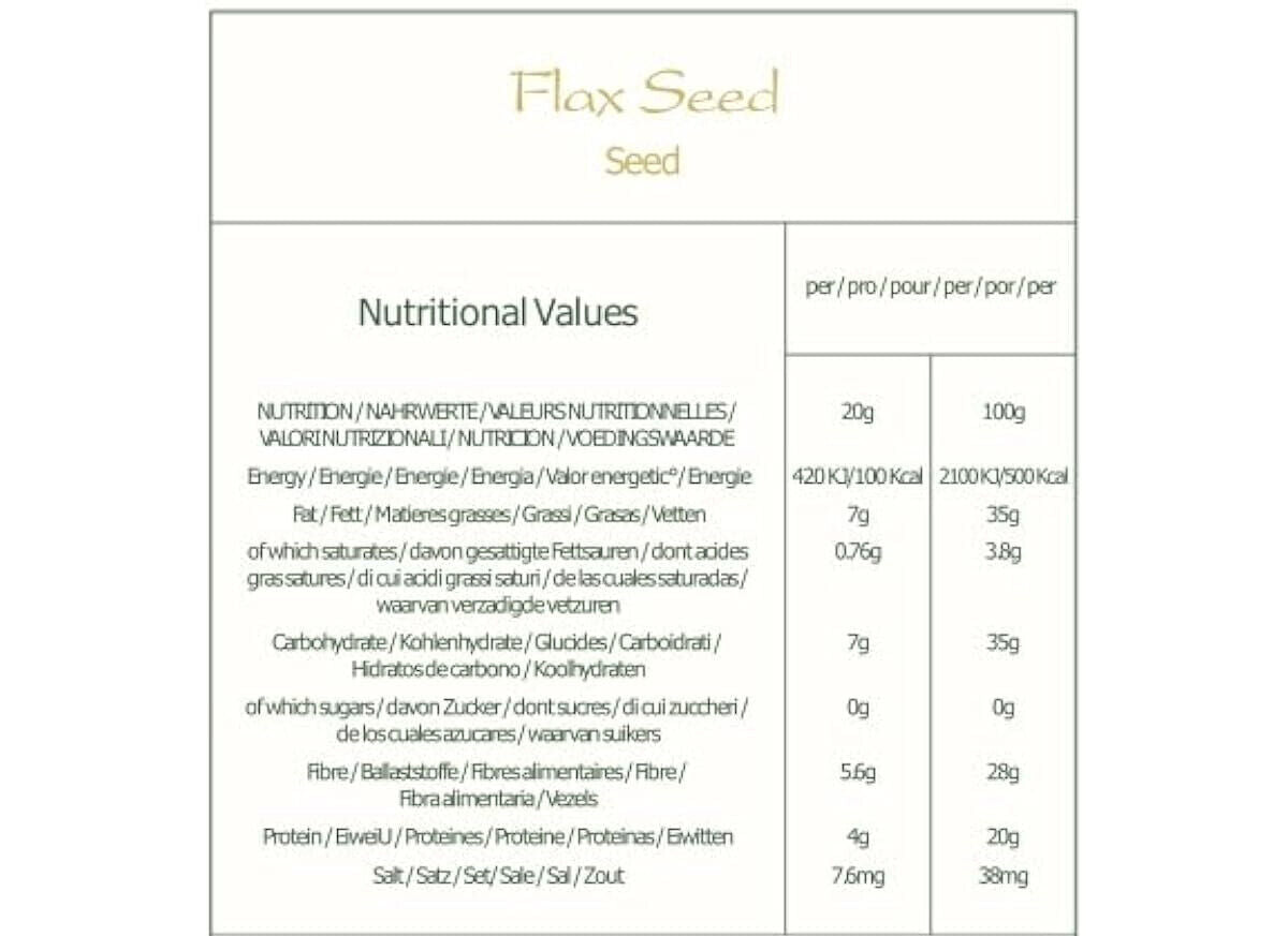 Whole Flax Seeds Organic Flaxseed - Culinairy Grade Flax Seed - Linseeds 200g