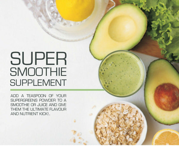 Super Greens Powder 250g - 18+ Super Foods Spirulina Chlorella Barley Grass