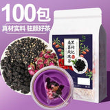 Black Goji Mulberry Rose Tea 50 Count Triangular Bags with Rose Petals