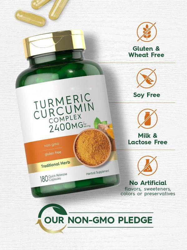 Turmeric Curcumin 2400mg | 180 Capsules | Non-GMO, Gluten Free