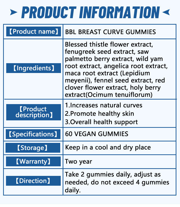 Natural Breast Enhancement 60 Capsules BBL Breast Curve Gummies