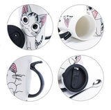 Coffee Cup With Lid And Spoon Cartoon Cat Milk Tea Cup Novelty Gift Ceramic Mug