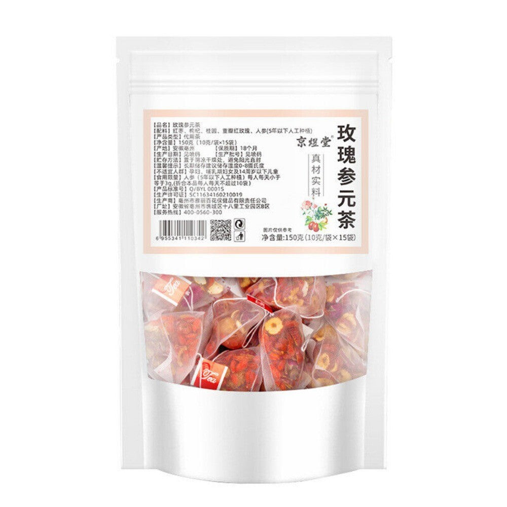 Rose Ginseng Herbal Tea 30 Bags Red Dates Goji Longan Health Support Blend