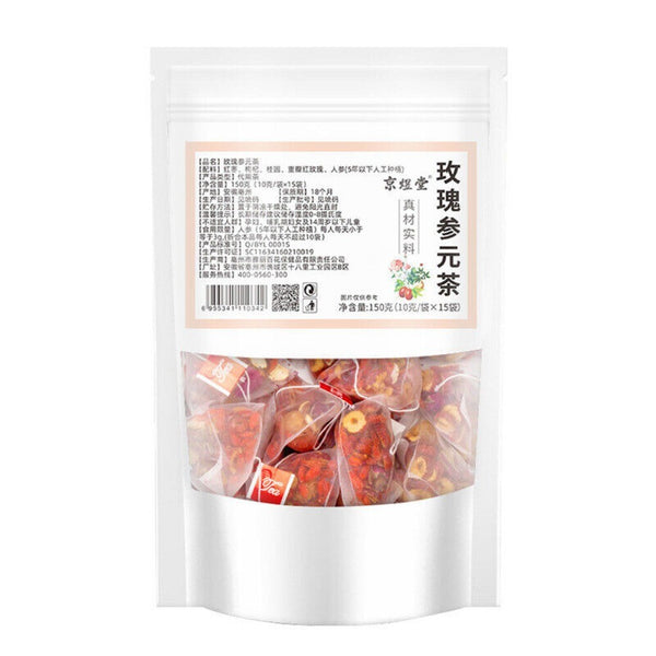Rose Ginseng Herbal Tea 30 Bags Red Dates Goji Longan Health Support Blend