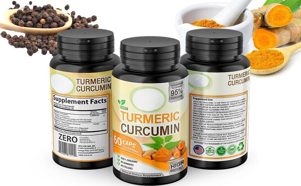 TUMERIC 3000 Mg DAILY TURMERIC MAX Potency CURCUMIN 95% PILLS With Black Pepper