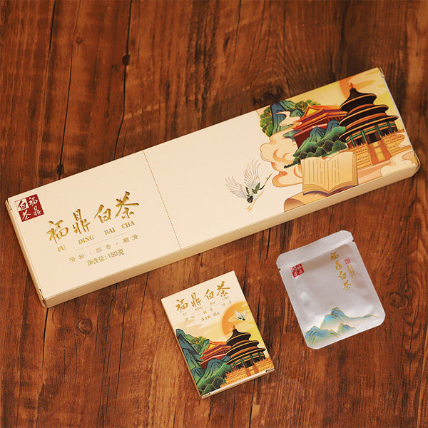 Exquisite Gift box Beauty White tea cake with small square slices of Shou Mei
