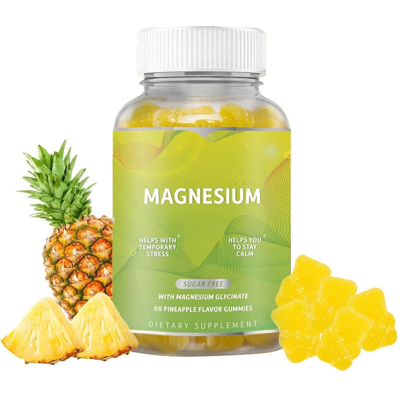 Magnesium Glycinate Gummies, Pineapple Flavor, Calcium, Potassium, Stress Relief Main image
