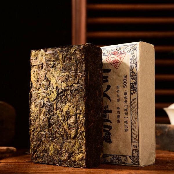 Organischer uralter Baum Old Puerh Tee Big Leaf Roher Tee Ziegel Grüner Tee 500g