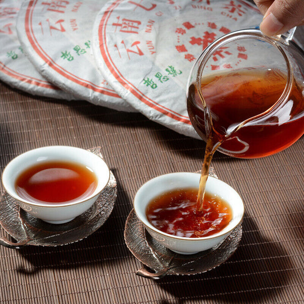 357g/Cake Yunnan Pu'er Tea Cooked Tea Cake Yunnan Qizi Cake Tea Pure Ingredients