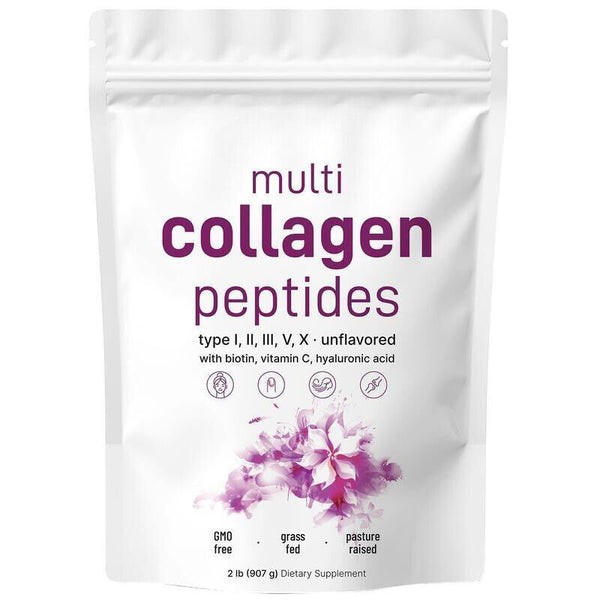 Multi Collagen Peptides Powder - Hydrolyzed Protein Peptides (Type I,II,III,V,X)