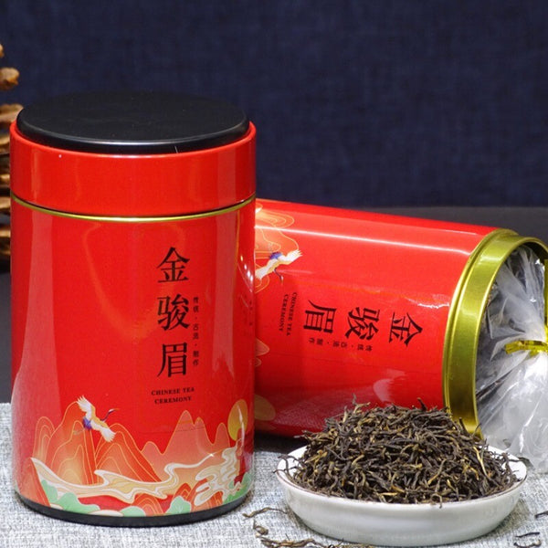 Fujian Wuyi Black Tea Jin Jun Mei Flower Fragrance Bulk Black Tea Tin 500g