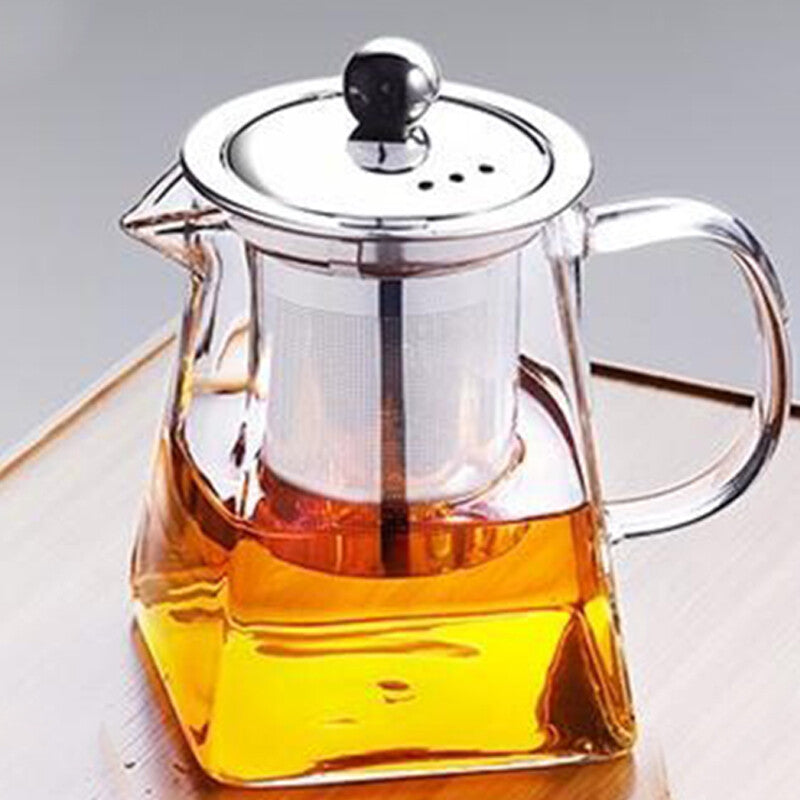 Glass Teapot With Stainless Steel Infuser And Lid For Blooming Loose Leaf  Tea