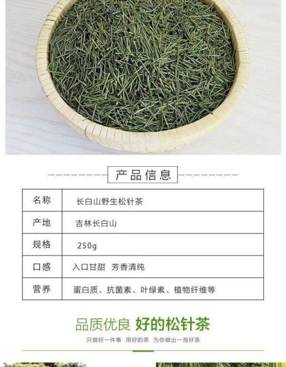 Premium Changbai Mountain Pine Needle Tea 250g High Altitude Fresh Dried Herbal