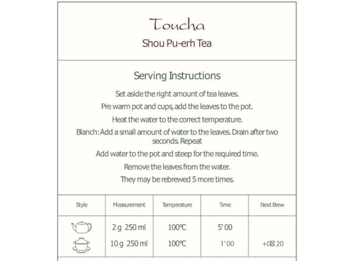 Toucha Pu-erh Tea Yunnan China - TOU Cha Bird Nest Pressed Chinese Puer Tea 100g