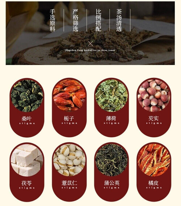 Dandelion Detox Herbal Tea Bags with Coix Seed Purslane Natural Cleansing Blend
