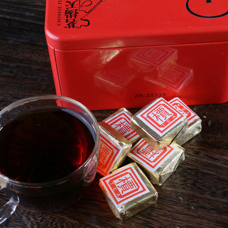Top 250g Pu-Erh Small Square Brick Pu'er Tea In Iron Box Health Care Black Tea
