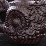 China Traditional Ceramic Tea Pot Dragon Phoenix Tea Kettle Purple Clay Tea Set